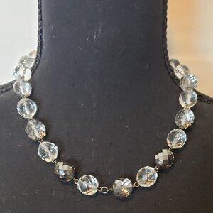 Sabika Faceted Round Glass Bead Necklace Both Clear and Smoky